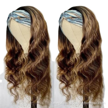 100% Human Hair Ombre Blonde Headband Body Wave Loose Wave Wigs, Ombre Natural Wigs for Black Women